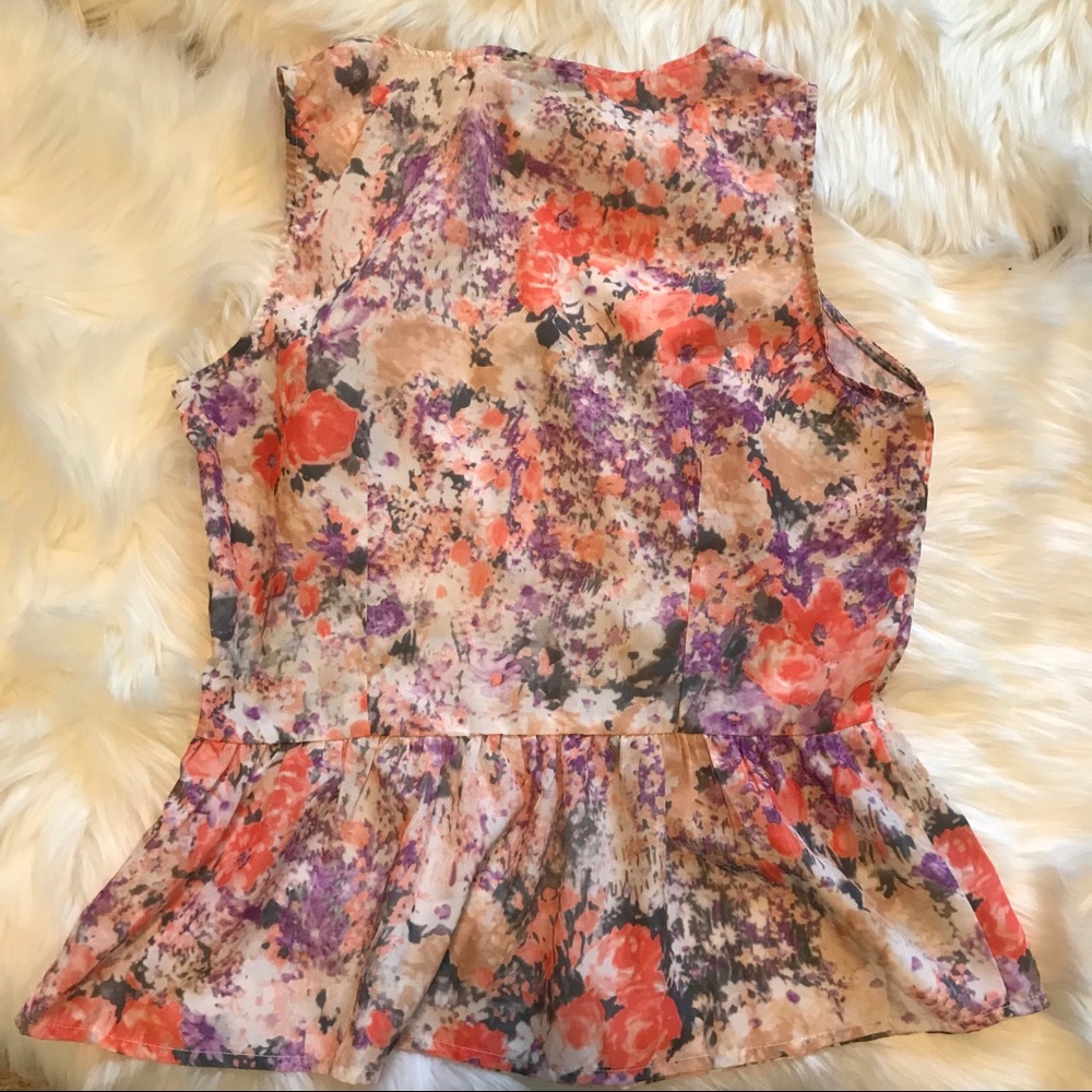 Cynthia Rowley Peplum Watercolor Top- Size S - Picture 2 of 5